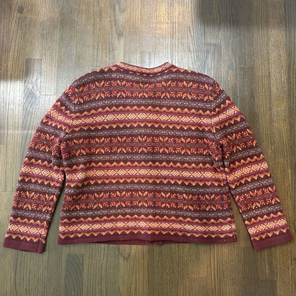 SKYR Womens XL Wool Knit Rainbow Fair Isle Clasp Cardigan Sweater - Picture 6 of 8